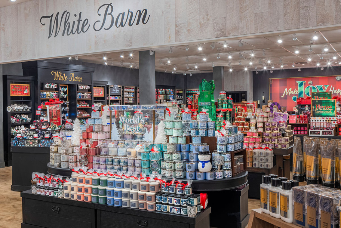 Candle display at White Barn